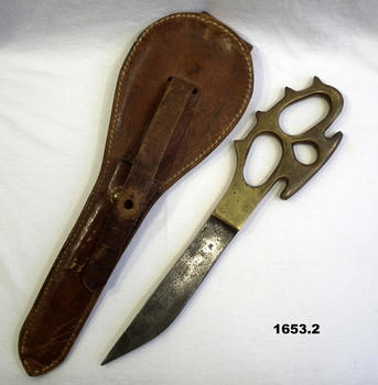 Trench Knife and leather pouch WW1