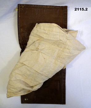 Brown oil cloth and calico pouches.