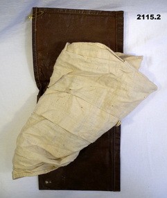 Brown oil cloth and calico pouches.