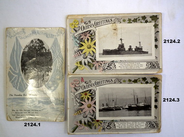 Three coloured cards from 1915 and 1916 