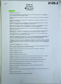 Personal eight page typed diary RAAF WW2