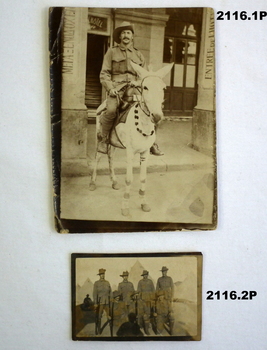 WW1 photos of a soldier on a donkey