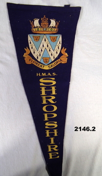 souvenir banner from the HMAS Shropshire.