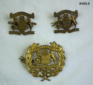 Three badges relating to the 38th BN post WW1