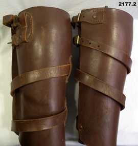 Pair of brown leather leggings.