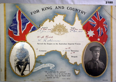 Certificate honouring two soldiers from WW1.