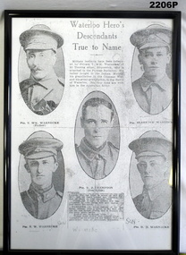 B & W copy of sheet with photos WW1