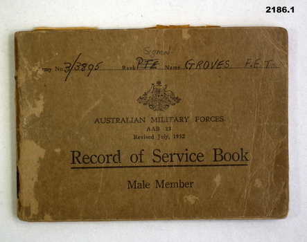 Record of service book for Korea.