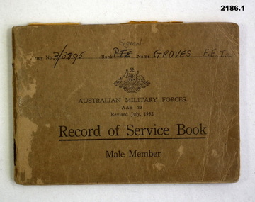 Record of service book for Korea.