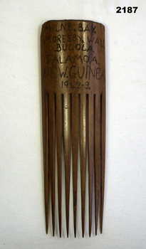 Engraved native comb from New Guinea 1942 - 3