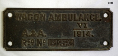 Brass plate for wagon identification 1914