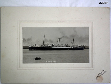 Black & white photo of HMAS Orontes.
