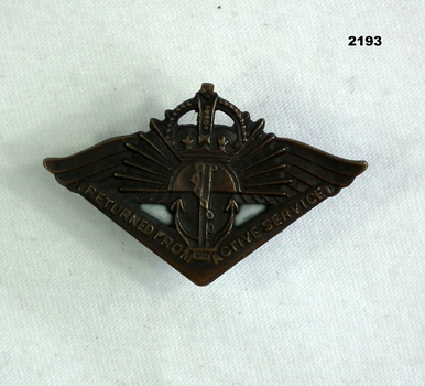 Australian returned from active service badge WW2