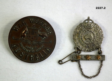 War workers and Mothers badges Australia.