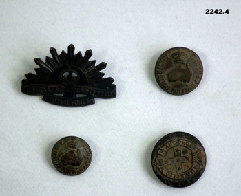 Three uniform and one rising sun lapel badge.