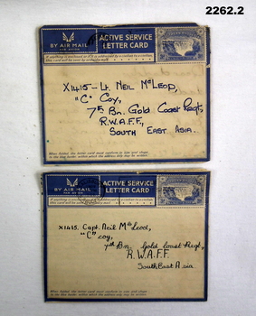 Folding on active service letter cards.