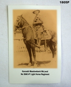 Sepia tone photo of a Light Horse soldier mounted