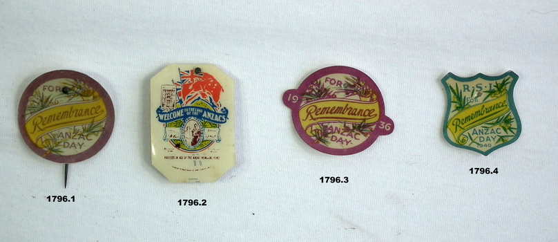 Various Anzac Day remembrance badges 