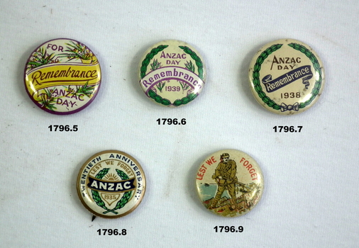 Various Anzac Day remembrance badges