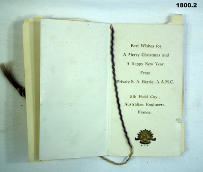Inside cover of an Engineers Xmas card.