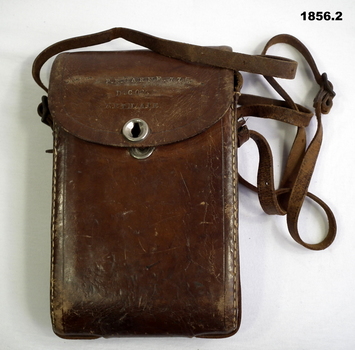 The leather camera case for camera.
