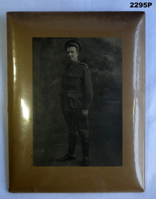 Framed B & W photo of a WW1 soldier