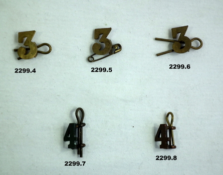 Number badges relating to units AIF WW1
