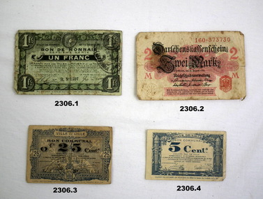 Currency notes from European countries WW1
