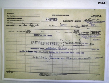 SERVICE RECORDS, c.1940-42