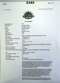 Pages relating to the service details of a KIA soldier.