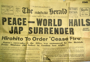Herald newspaper Victory edition WW2 1945