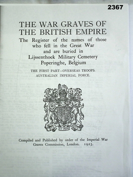Book, War graves of the British Empire.