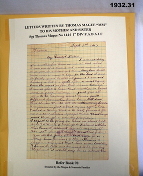 series of letters from a soldier to his sister & Mother.
