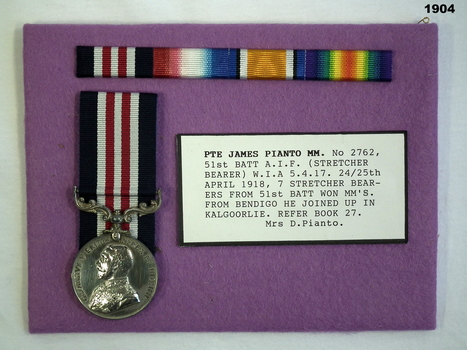 Medal, ribbons, MM AIF WW1