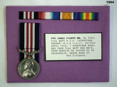 Medal, ribbons, MM AIF WW1