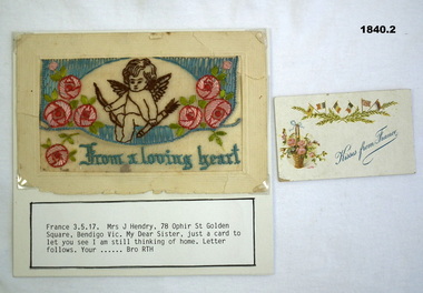 WW1 silk post card from WW1