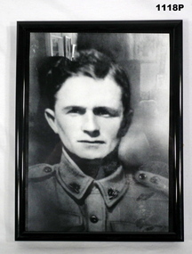 B & W photo portrait of a WW2 soldier