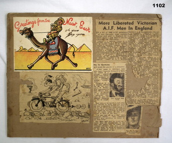 Cuttings, card relating to a POW