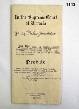 Notice of Probate re an estate