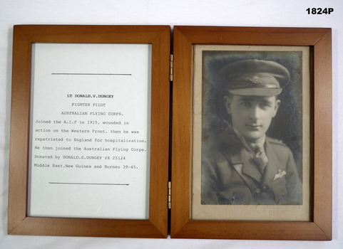 Folding framed wood with photo and text