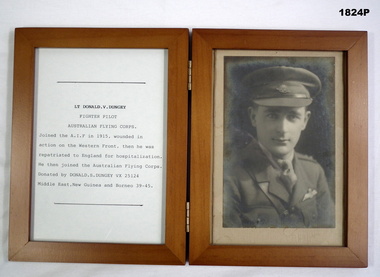 Folding framed wood with photo and text