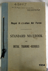 Manual, Initial Training note book RAAF.