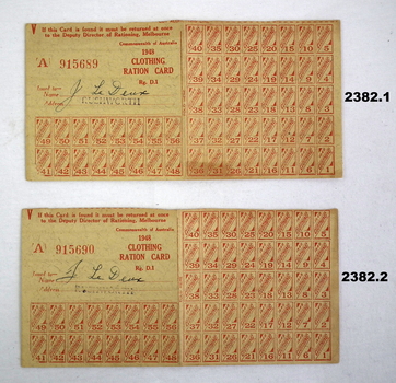 Series of clothing and petrol stamps post WW2