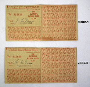 Series of clothing and petrol stamps post WW2
