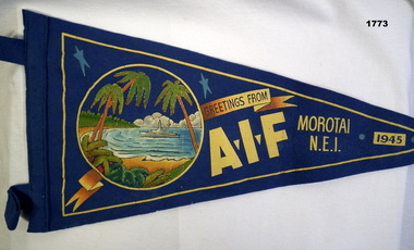 Pennant with greetings from Morotai 1945