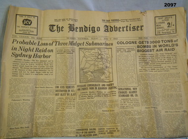Bendigo Advertiser newspaper from 1942