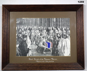 Framed print relating to the Burial unknown soldier