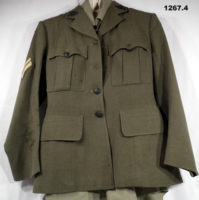 World War Two Australian Women's Army Service uniform for display purposes.
