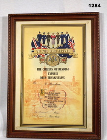 Shire certificate bendigo Council WW2