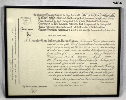 Certificate relating to the appointment of an Officer.